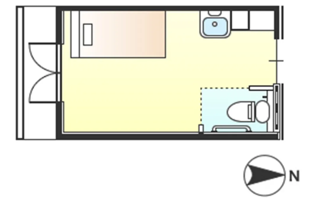 A タイプ（ワンルーム）の間取図 | 株式会社やすら木