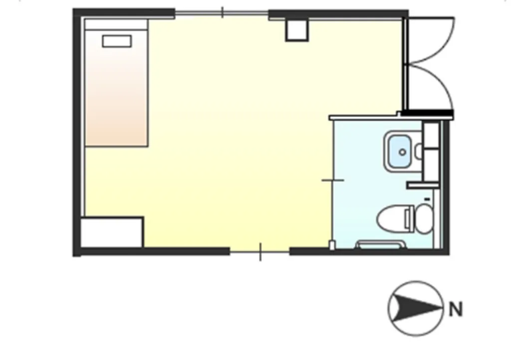 E タイプ（ワンルーム）2人入居可能の間取図 | 株式会社やすら木
