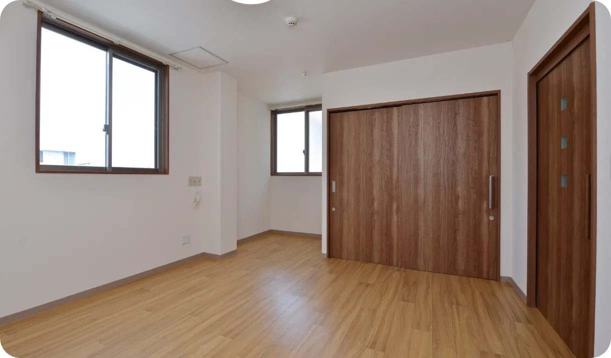 E タイプ（ワンルーム）2人入居可能の室内 | 株式会社やすら木
