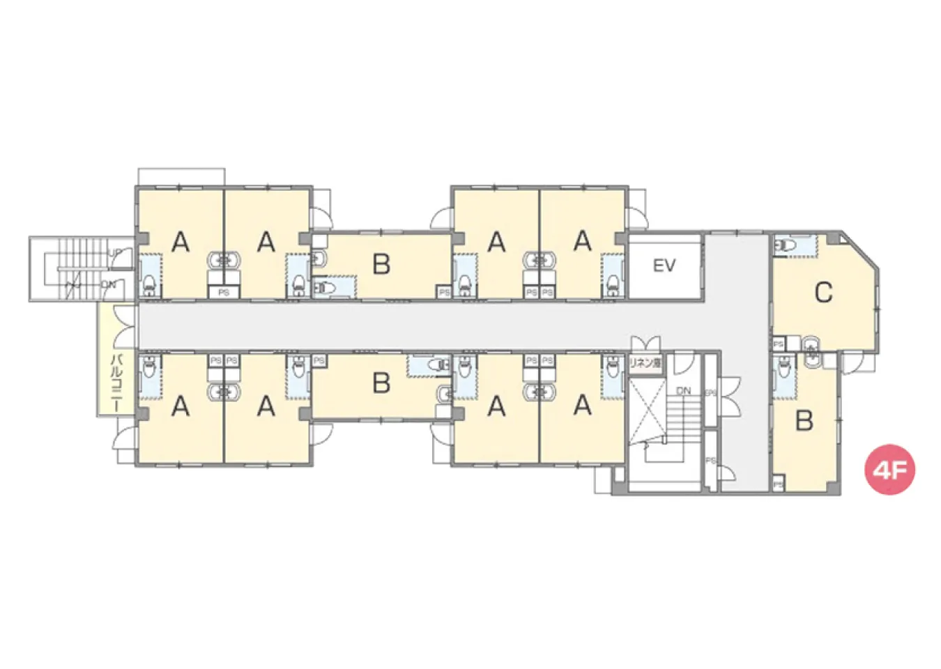 4F・居室フロアマップ | クラシアス寺方